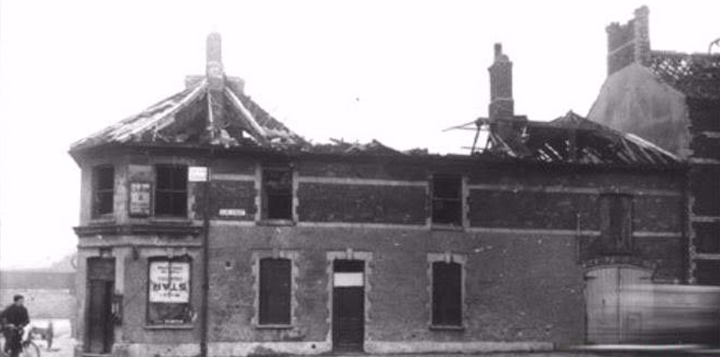 Clive Street Corner after bomb in 1941